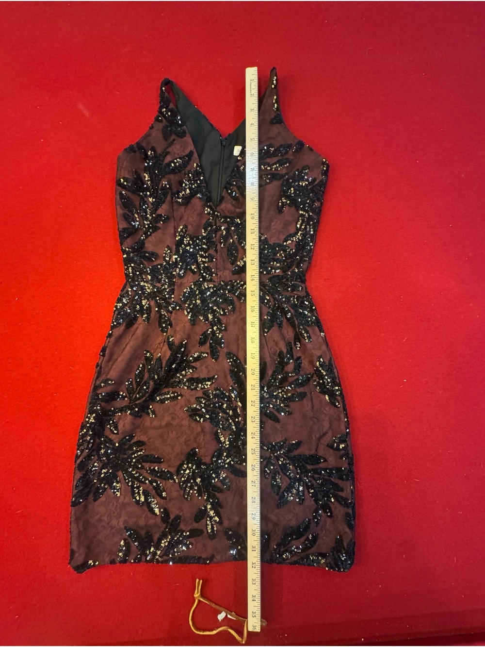Dress the Population Black Sequin Burgundy Mini Dress - Picture 5 of 7